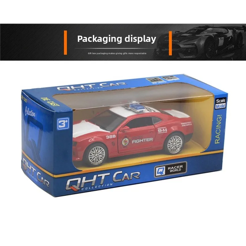 1:32 레트로 경찰차 소방차 모델 합금 자동차 다이캐스트 금속 클래식 장난감 모델 풀백 기능 차량 어린이 선물