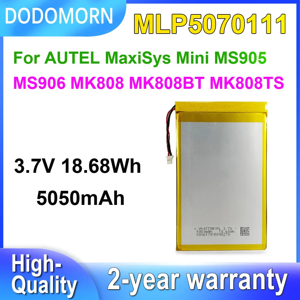 DODOMORN MLP5070111 Battery For AUTEL MaxiSys Mini MS905 MS906 MK808 MK808BT MK808TS Series Fast Shipping 3.7V 18.68Wh 5050mAh