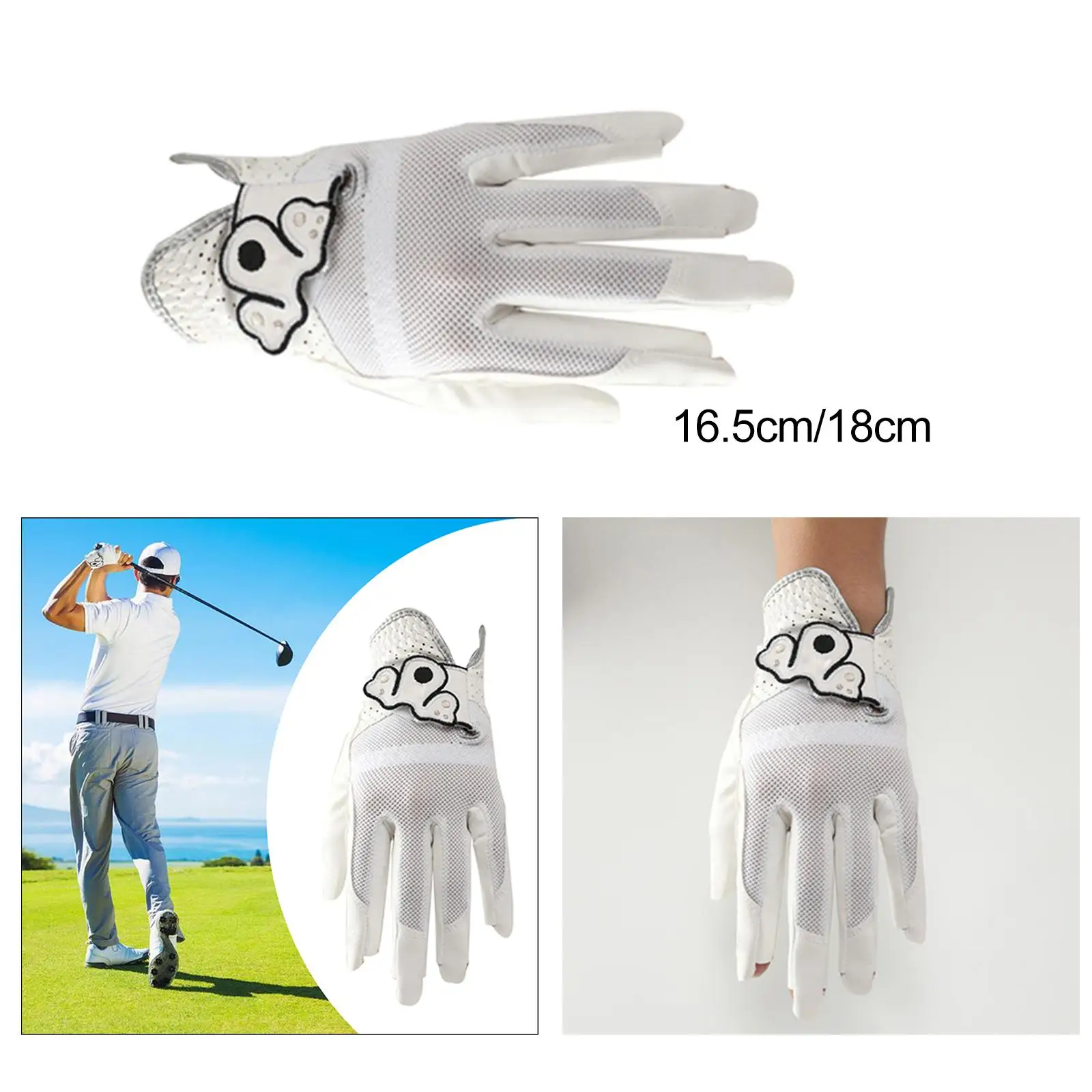 Golfhandschoen Linkerhandschoen Professionele witte kleur Handen dragen golfuitrusting
