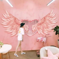 Custom Angel Wings Fresh Milk Tea Shop Restaurant Wallpaper for wall stickers Photo Background home Wallpaper Mural living room