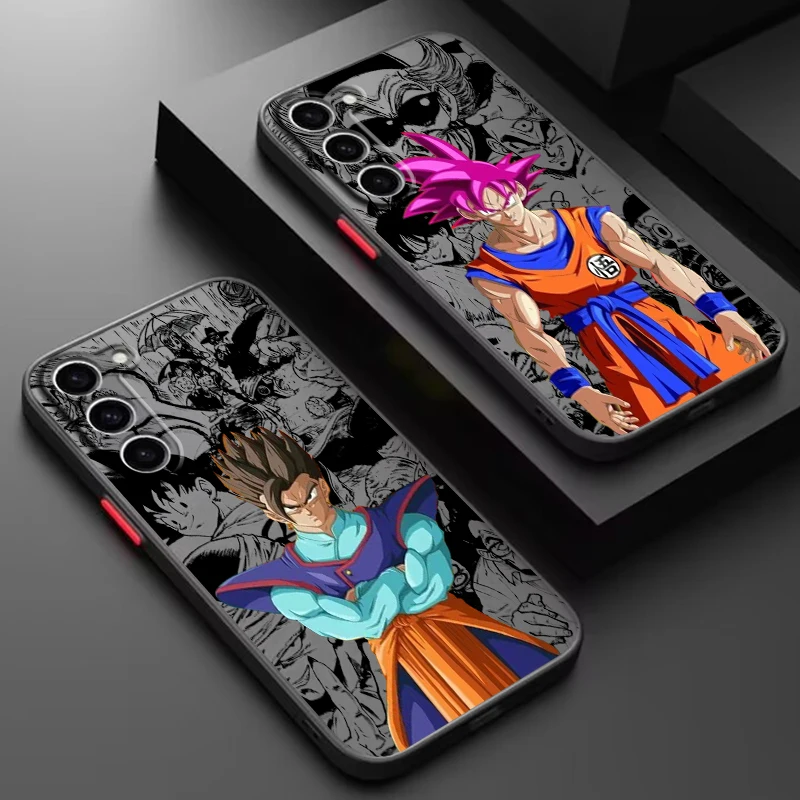 Comic D-Dragon Ball Son Goku Frosted Translucent For Samsung Galaxy S24 S23 S22 S21 S20 FE S10 S9 S8 Plus Ultra Pro 5G Back