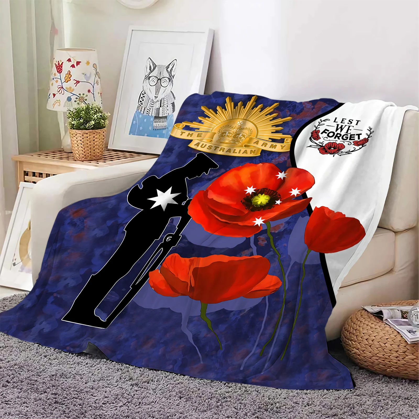 Anzac Day Flannel Blankets Let We Forget Camo Floral 3D Printed Throw Blanket Office Nap Travel Portable Quilts Dropshipping