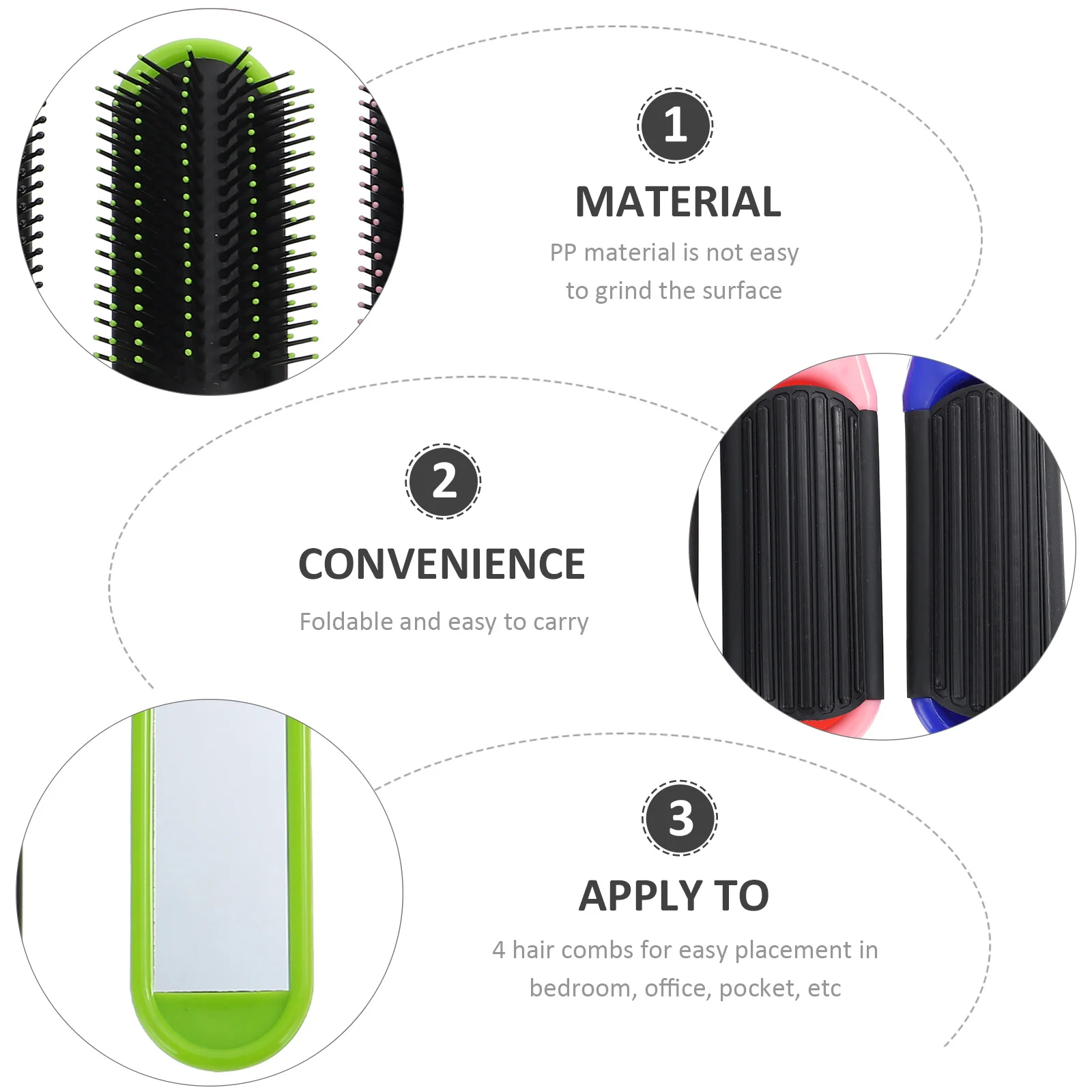 

4Pcs Folding Hair Brush Portable Mini Mirror Comb Space Saving Travel Pocket Hairbrush Hair Brush with Mirror Hairbrush Comb