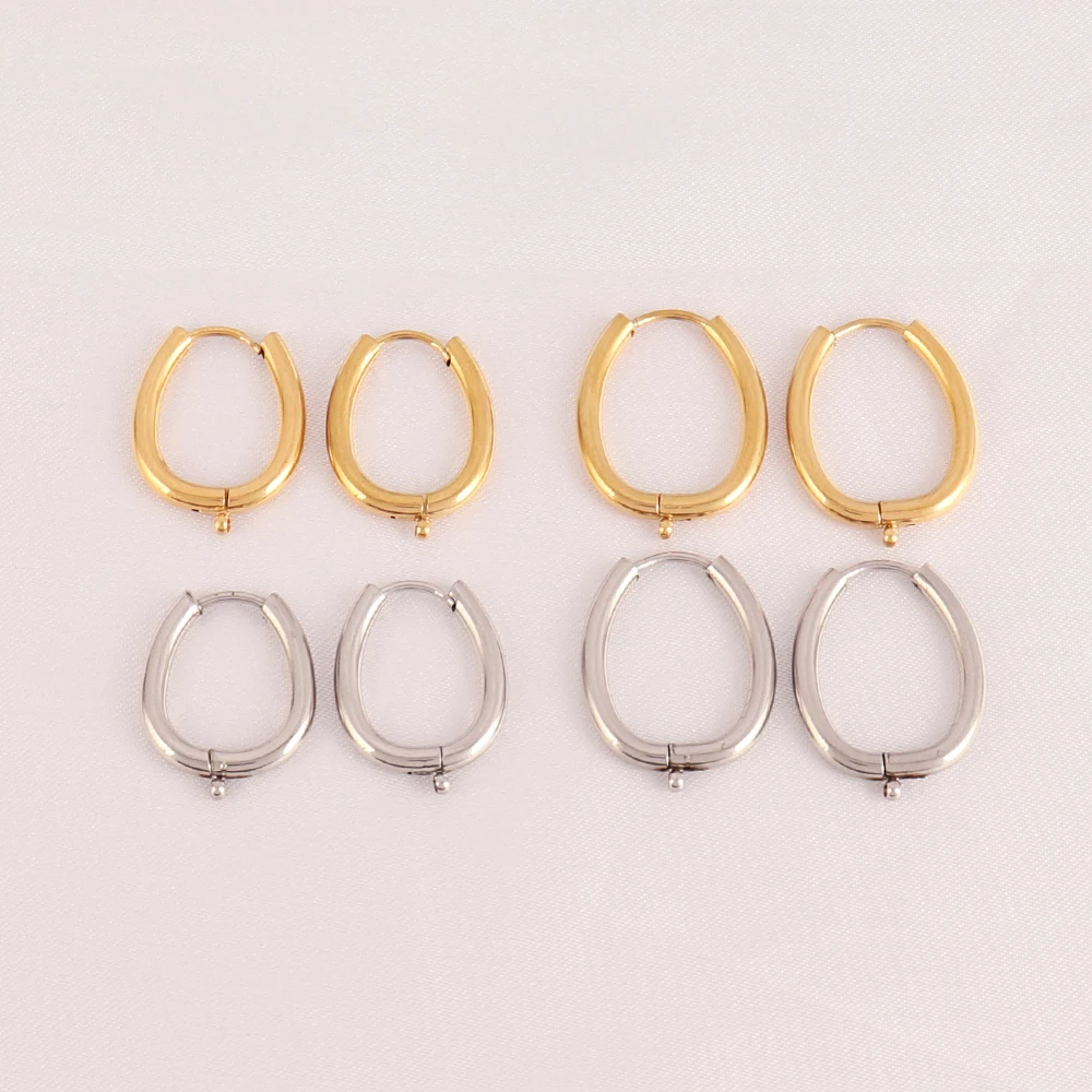 5pcs 316L Stainless Steel Heart Hoop Earrings Posts Star Geometric Oval Earring Base For DIY Jewelry Making Accessories