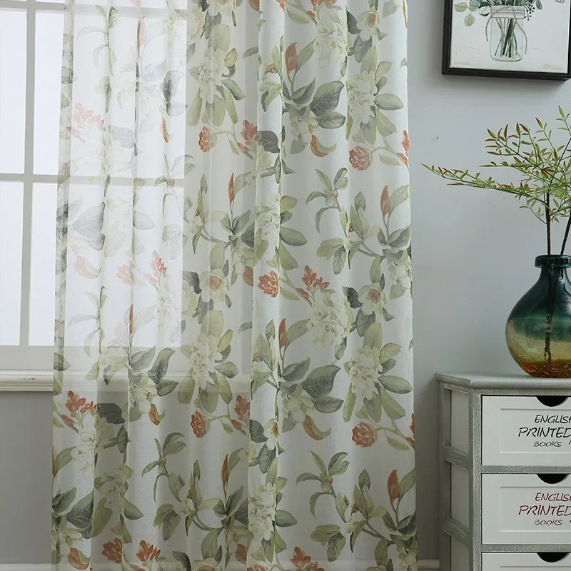 PP1002American printed cotton and linen window screen small curtain semi-blackout curtain fabric