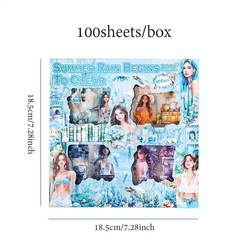 Mr Paper 100Pcs/box Flowering Seasons Series Boxed Stickers Peoples' Handbook Stickers Cute Style DIY Scrapbook Picture Book image 6