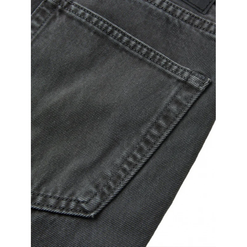 EME ريترو روس نمط الجينز الخريف عارضة مستقيم فضفاض منتصف الخصر غسلها رمادي السراويل الطويلة للجنسين #4