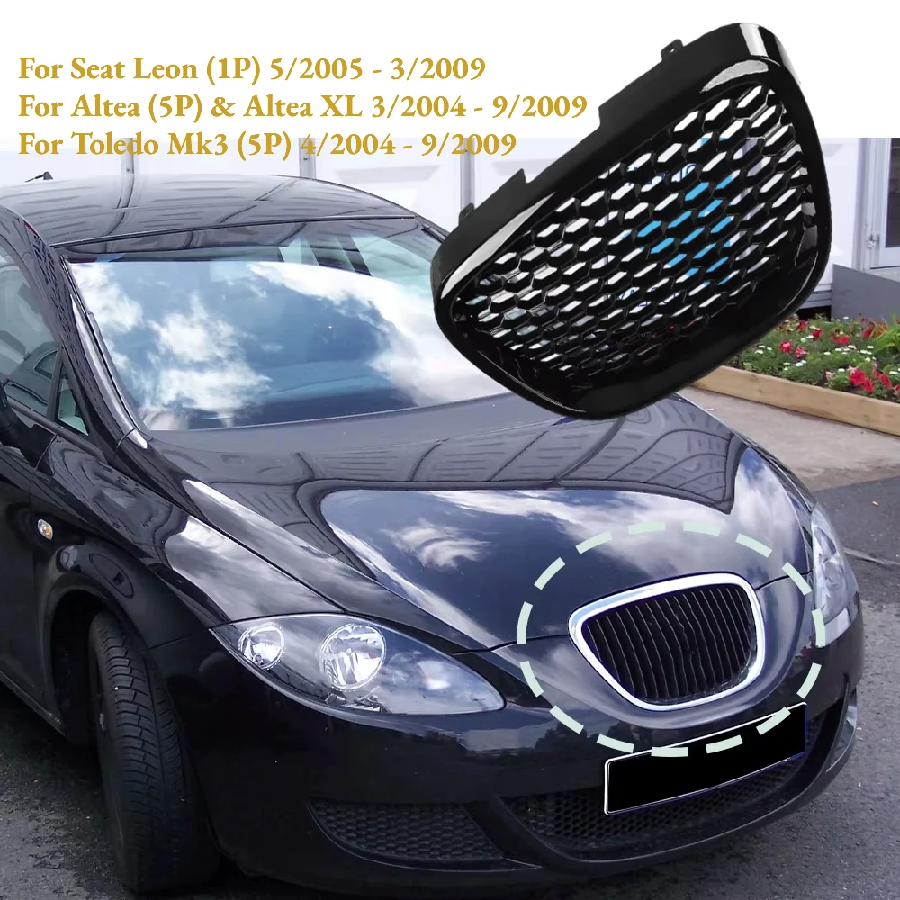 

Car Front Bumper Kidney Honeycomb Grill Hood Mesh Grille for Seat Leon MK2 1P1 2006 2007 2008 2009 Altea 5P Toledo Mk3 1P2853653
