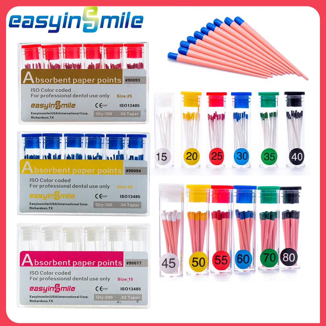 Easyinsmile Dental Absorbent Paper Points Disposable GP Material Per cha Paper Points