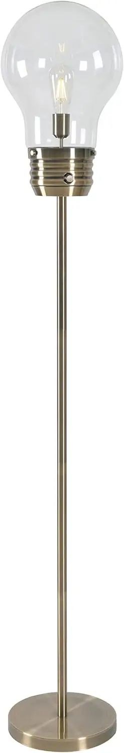 Edison Floor Lamp with Antique Brass Finish, Rustic Style, 71.5