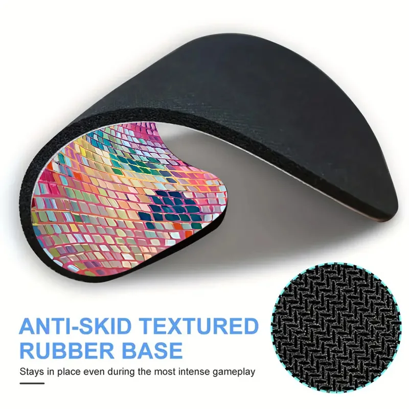 Rubber Round Pink Disco Ball Mouse Pad - Aesthetic Desk Accessory for Office Laptop Computer - Ideal Gift for Girlfriend Women