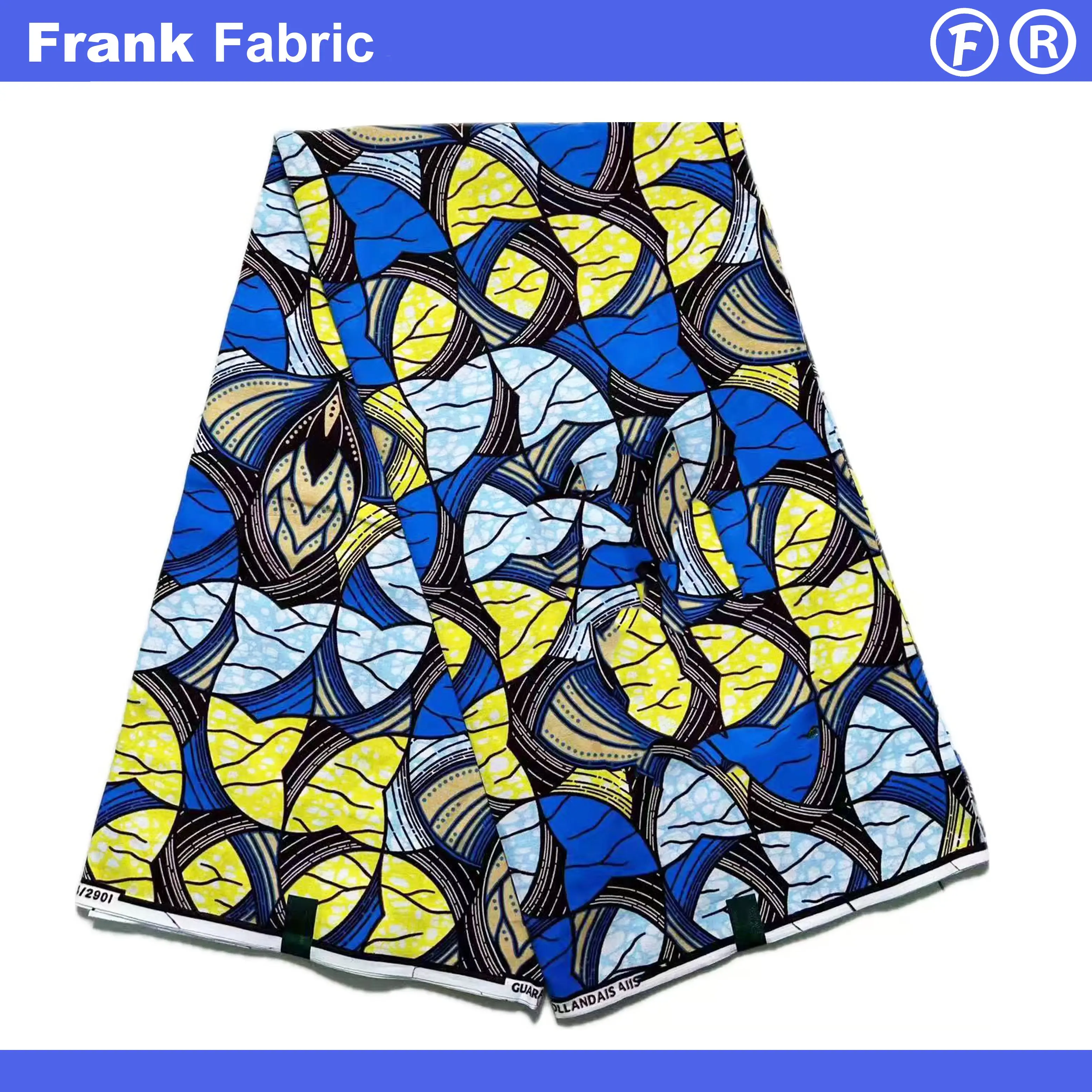 

6-ярдовая африканская хлопчатобумажная ткань с восковым принтом, высокое качество, мягкая Анкара, голландская ткань в стиле батик, материал для церковной униформы FF2507.069