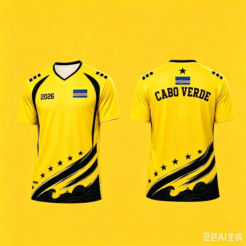 2026 New Cabo Verde Football Fan Memorial Edition Jersey Yellow Wave Star Pattern Sports Shirt Breathable Quick‑Drying And Soft