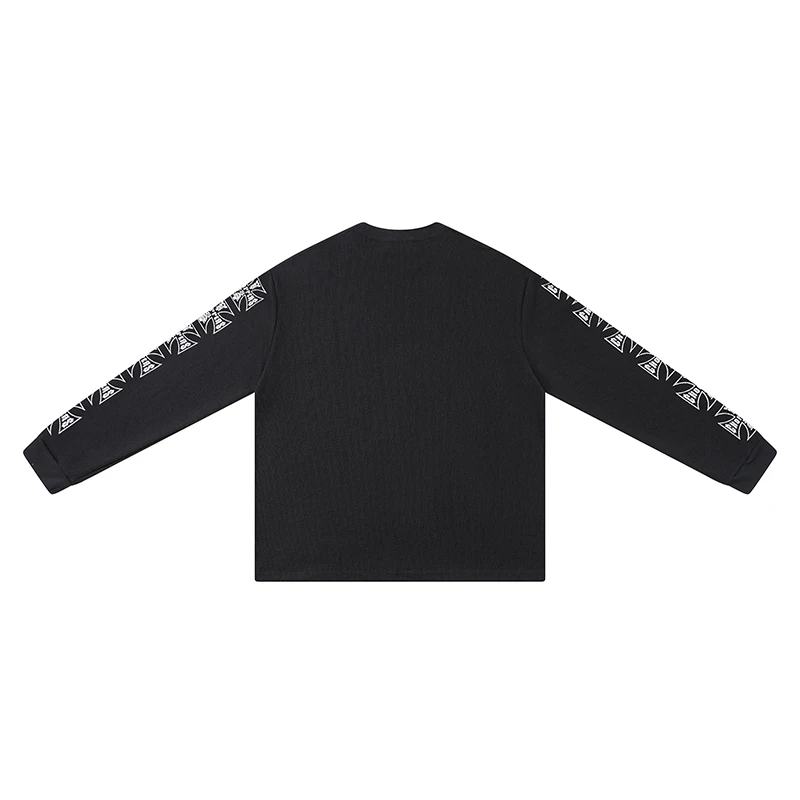 West Coast Choppers Vintage Black Cross Print American High Street Waffle Sanskrit Long Sleeve