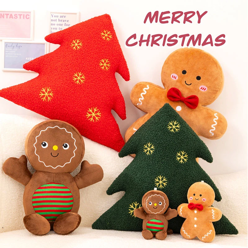 Christmas Ginger Bread Plush Dolls Christmas House Decor Cushion Xmas Tree Party Decor Doll Cute Plush Cushion Party Decor Gifts