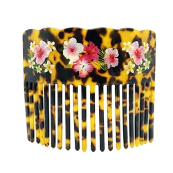 Fashion Women Hair Combs With Plumeria Flowers Printed Various Colors Hair Jewelry Accessories