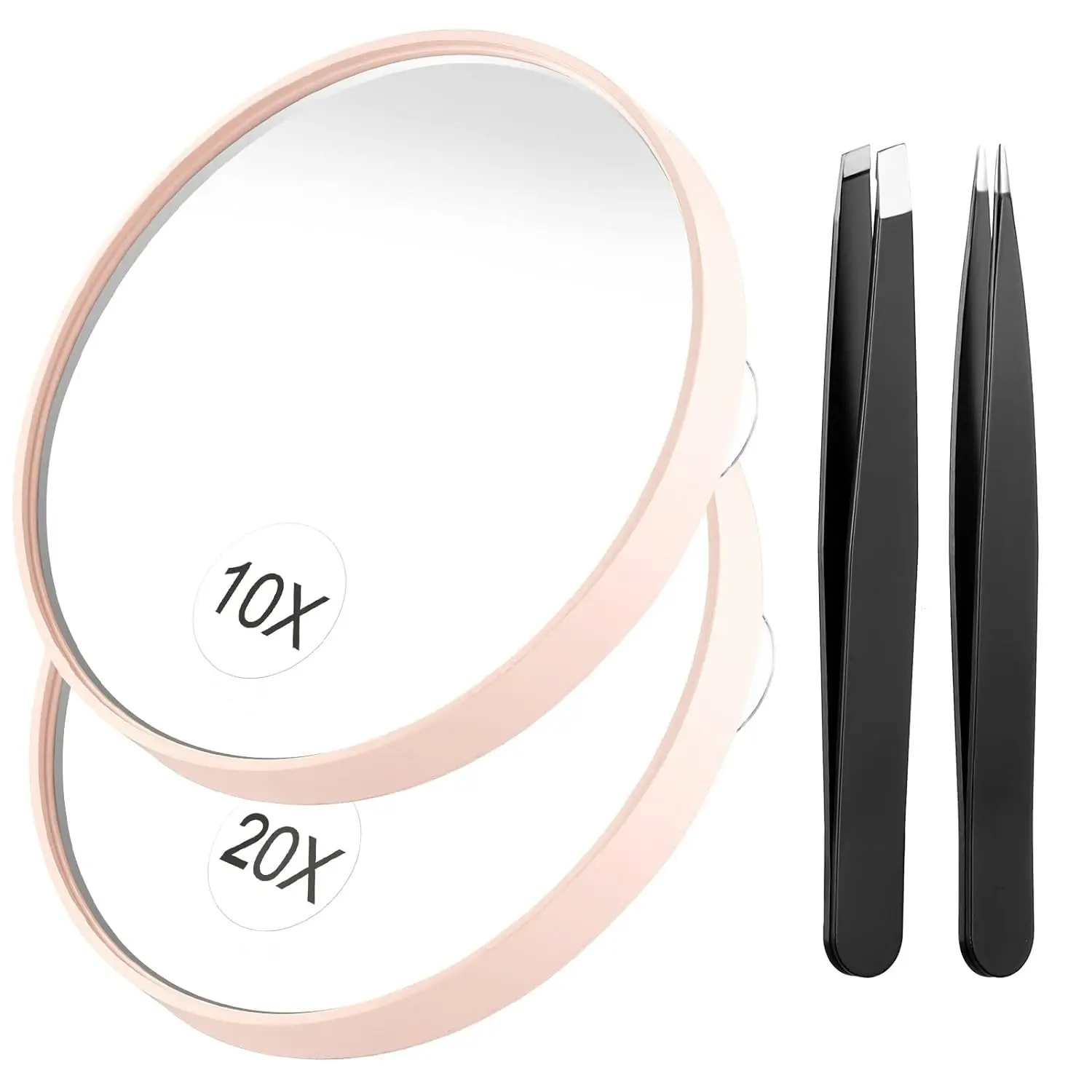 مرآة مكبرة 10/20x، مرآة مكبرة صغيرة مع كوب شفط وملقط، كمرآة مكبرة للسفر، مجموعة مرايا #1