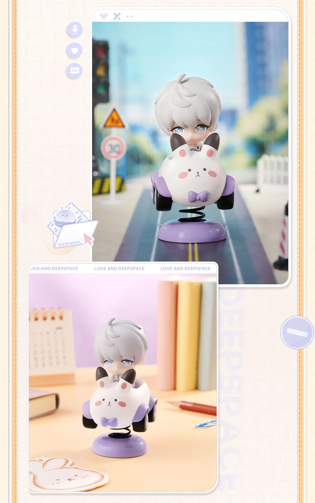 Love and Deepspace Time to Travel Series Car Figure 5 Styles Cute Anime PVC ABS Metal Vehicle Ornament Collectible Desk Decor view 3