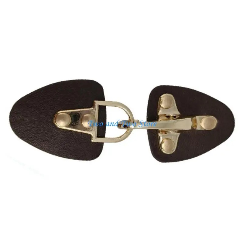 HX6F Luxury PU Leather Decorative Toggle Buckles Set for Outerwear Enhancement Closure Buttons Replacement for Shoes Bags