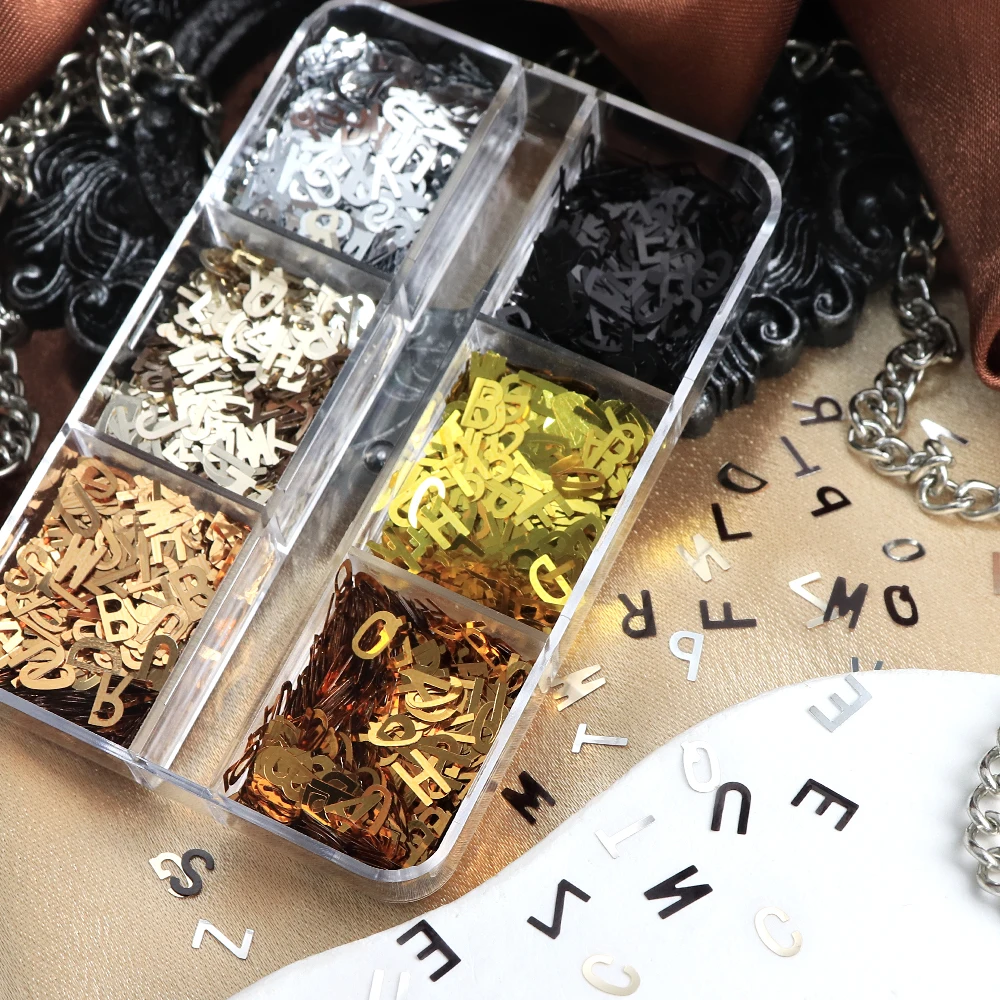 

Alphabet Resin Sequins Epoxy Resin Mold Filling Metallic Color English Letters Flakes Autumn Decoration Crafts Making DIY Gifts
