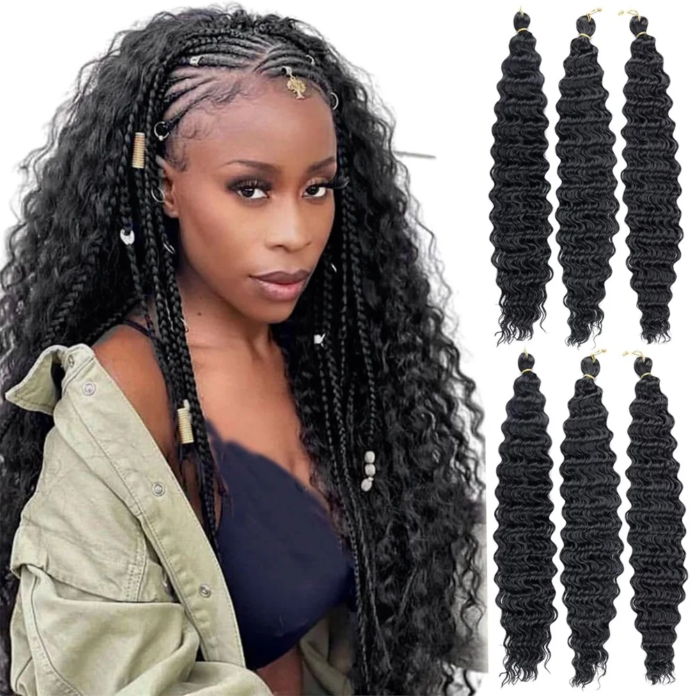 Ocean Wave gehaakt haar 22 inch diepe golf krullend vlechthaar extensions synthetisch krullend gehaakt haar voor zwarte vrouwen