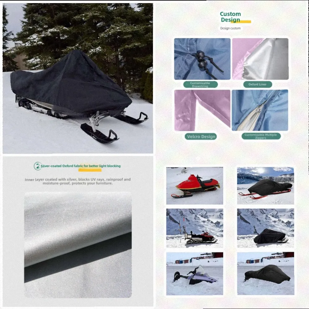 Outdoor waterproof snowmobile cover dustproof trailer style with soft oxford cloth and silver coated inner layer design