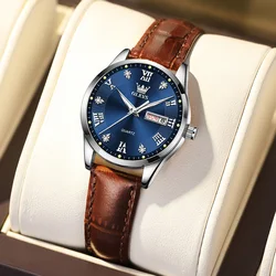 OLEVS Best Selling Original Leather Strap Waterproof Woman Watch Luminous Calendar Business Fashion Quartz Women's Wristwatch