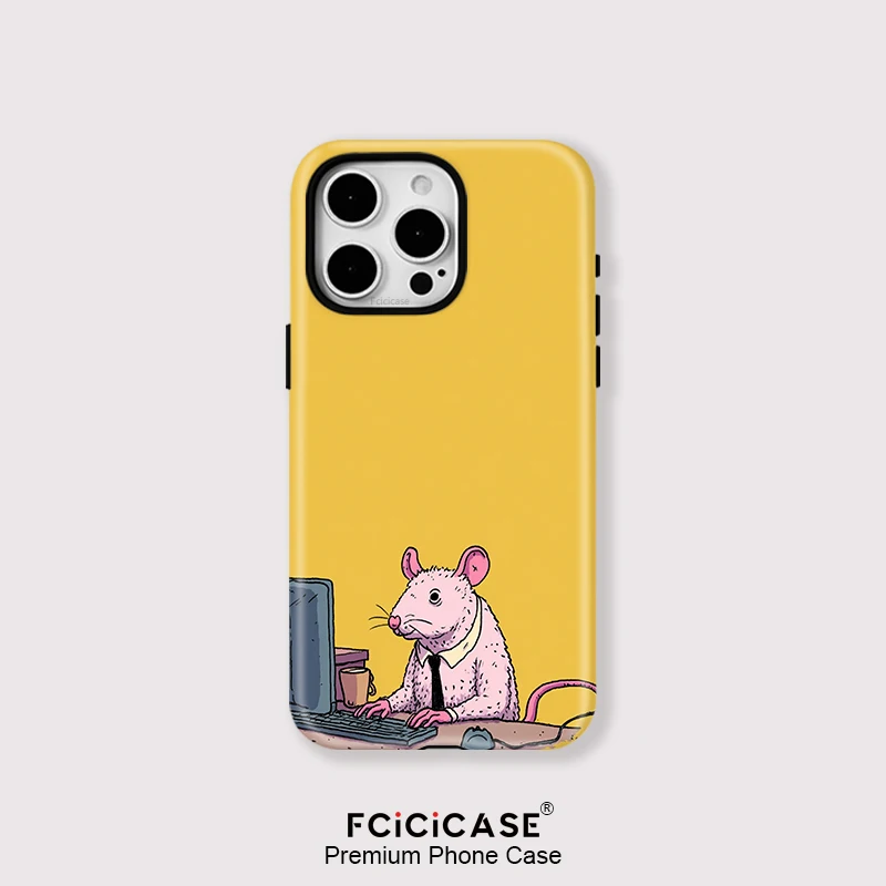 Милый рабочий чехол-мышь Fcicicase для iPhone 16 15 Pro Max 15 16 Pro 14 13 12 11 2 в 1, магнитный чехол для Magsafe, высококачественный чехол