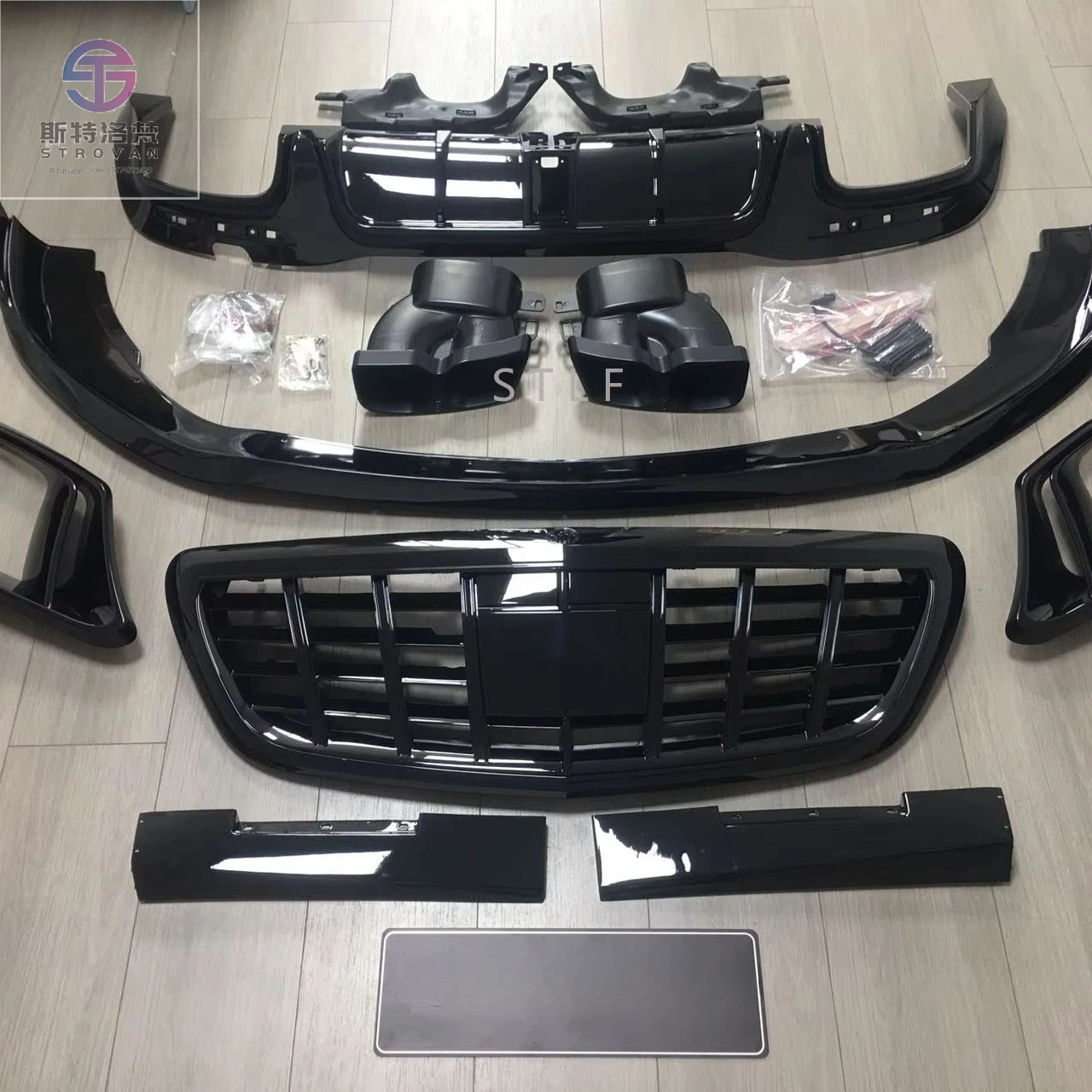 

W222 Front Grille Body Kit ABS Replacement Plastic New Modified Style for Easy Installation