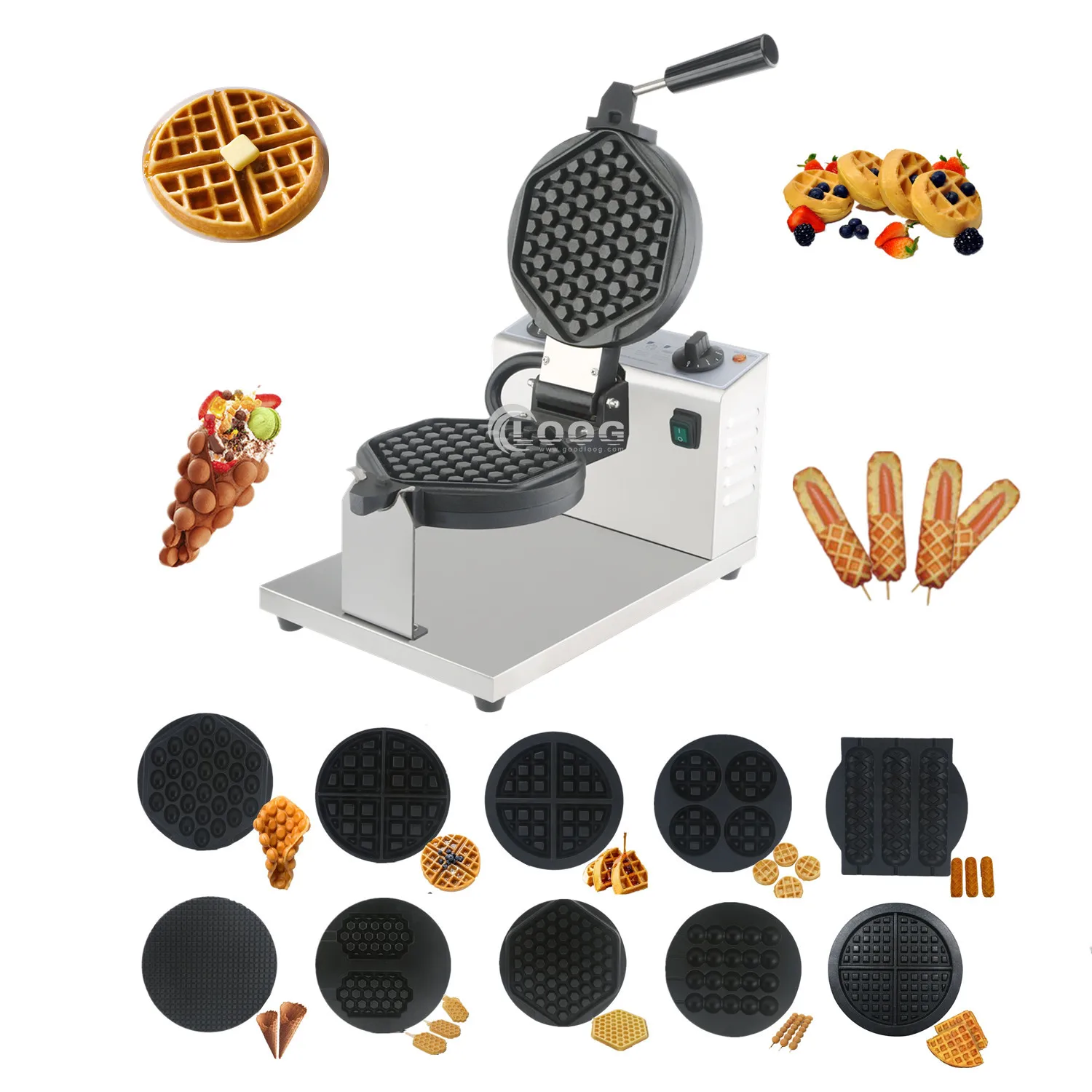 

High Quality Honeycomb Shapes Waffle Machine Electric Snack Equipment Removable Plates Manufactured Snack Equipment