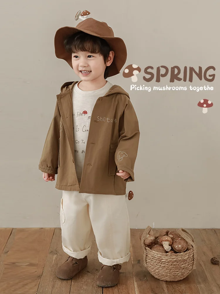 Boys' Mushroom Casual Loose Pants 2024 Spring New Children's Handsome Versatile Pants