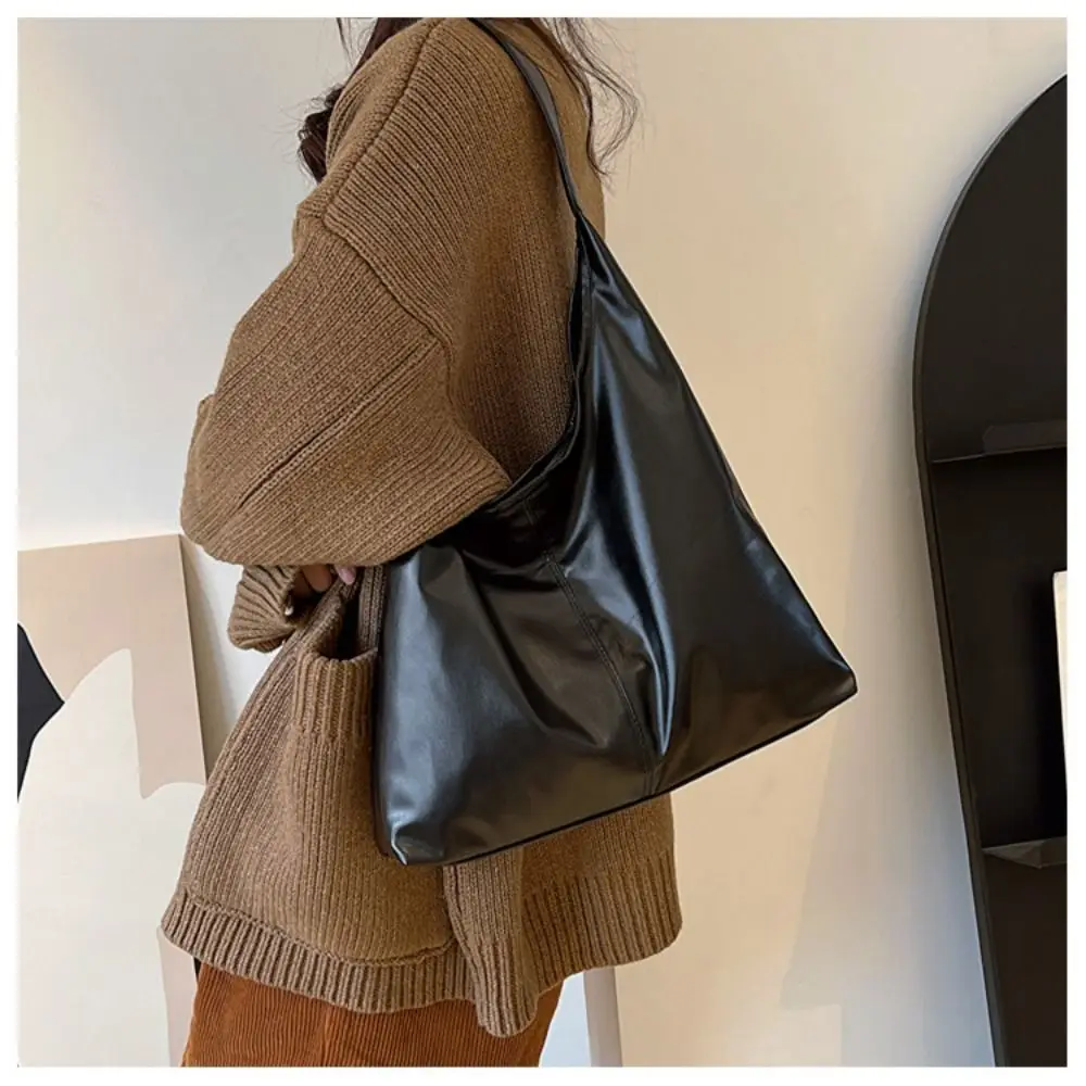 

Модная однотонная сумка через плечо, глянцевая мягкая сумка для подмышек, большая вместительная сумка