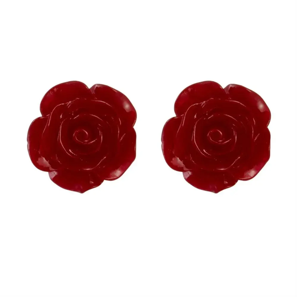 Exquisite camellia Earring Simple Personality Red Rose Stud Earring For Fashion Charm Women Jewelry