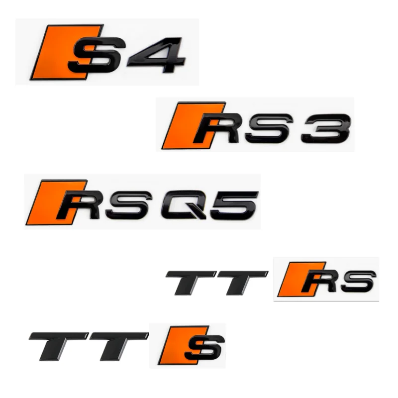 3D Metal orange car tail badge for Audi RS3 RS4 RS5 RSQ3 RSQ5 S3 S4 S5 S6 S7 S8 TTRS TTSLogo Emblem Nameplate Badge Accessories