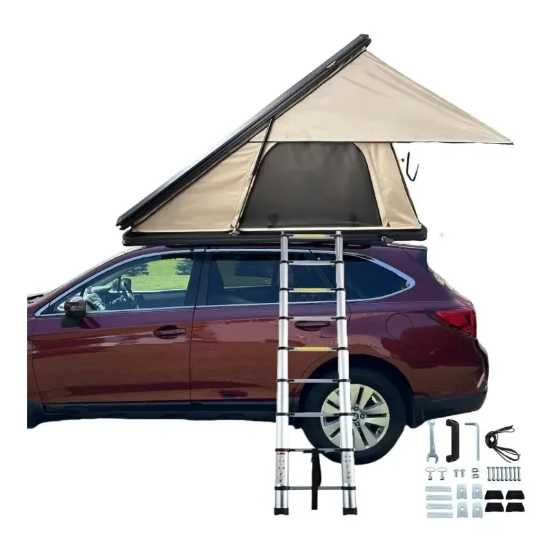 Hard Shell Aluminum Roof Top Tent Waterproof Clamshell Design with LED Light Strip for Car Camping Off Road Adventure Vehicle