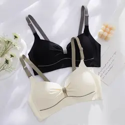 Thin Thin Bra Without Underwire New Gathered Comfortable Push-up Bra Simple Traceless Breathable and Comfortable Bra