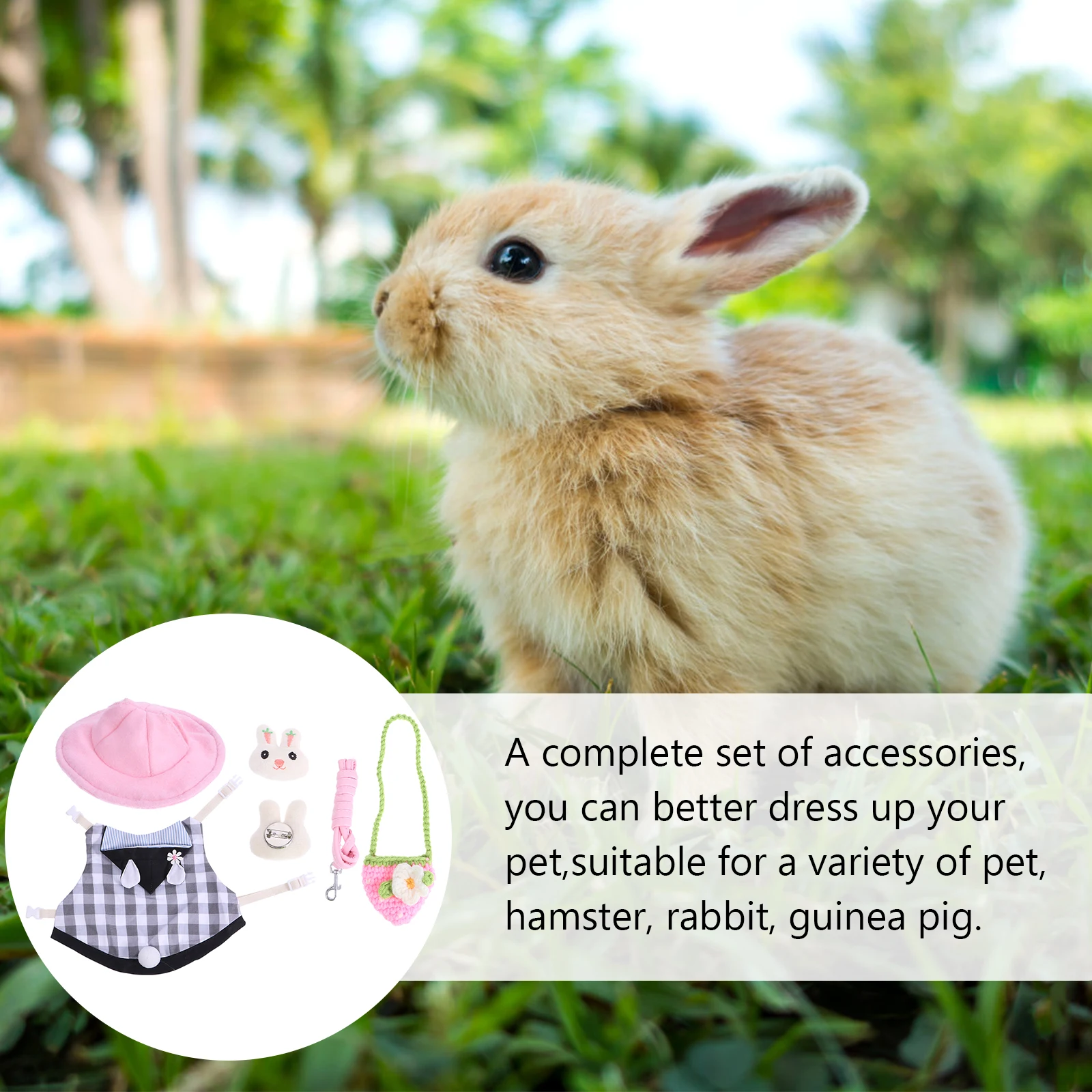 

Hamster Bunny Vest Leash Outfit Breathable Small Pet Harness for Walking Exercise Pet Costume Set Rabbit Vest Harness