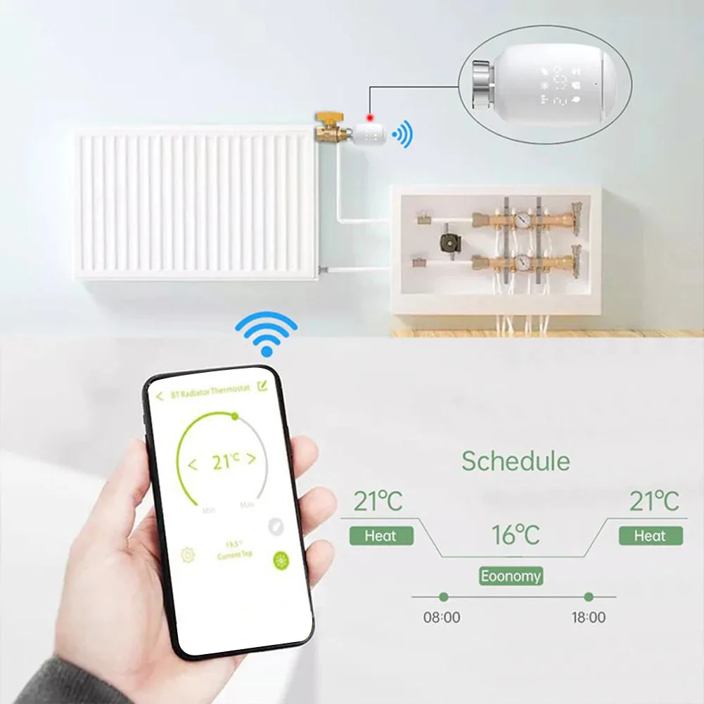 Remote Voice Control Smart Radiator Thermostat Protection Against Freezing Quick Heating Function Home Automation