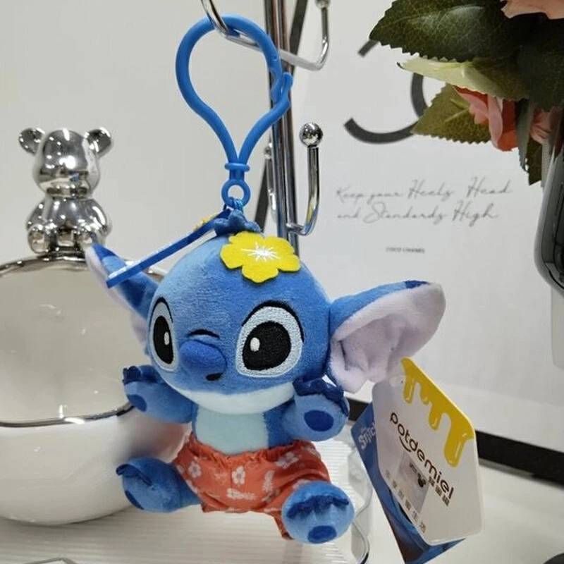 Portachiavi in peluche autentico Disney Kawaii Stitch Angie Portachiavi in peluche con angelo Stitch carino Portachiavi Kawaii Peluche Bambole Ciondolo Regalo per bambini