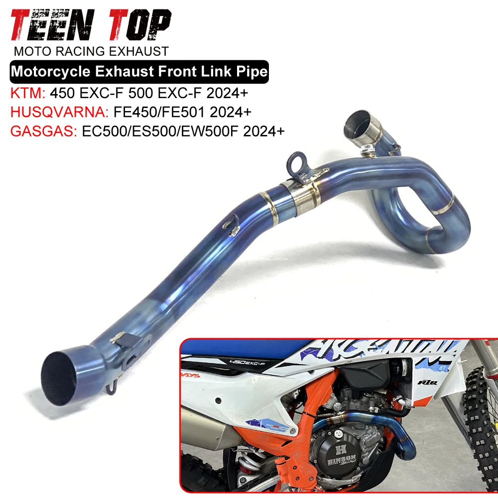

For KTM 450 EXC-F 500 EXC-F Exhaust Elbow Titanium Alloy Offroad Bike 50.5mm Front Link Pipe For Husqvarna FE450 FE501 2024+