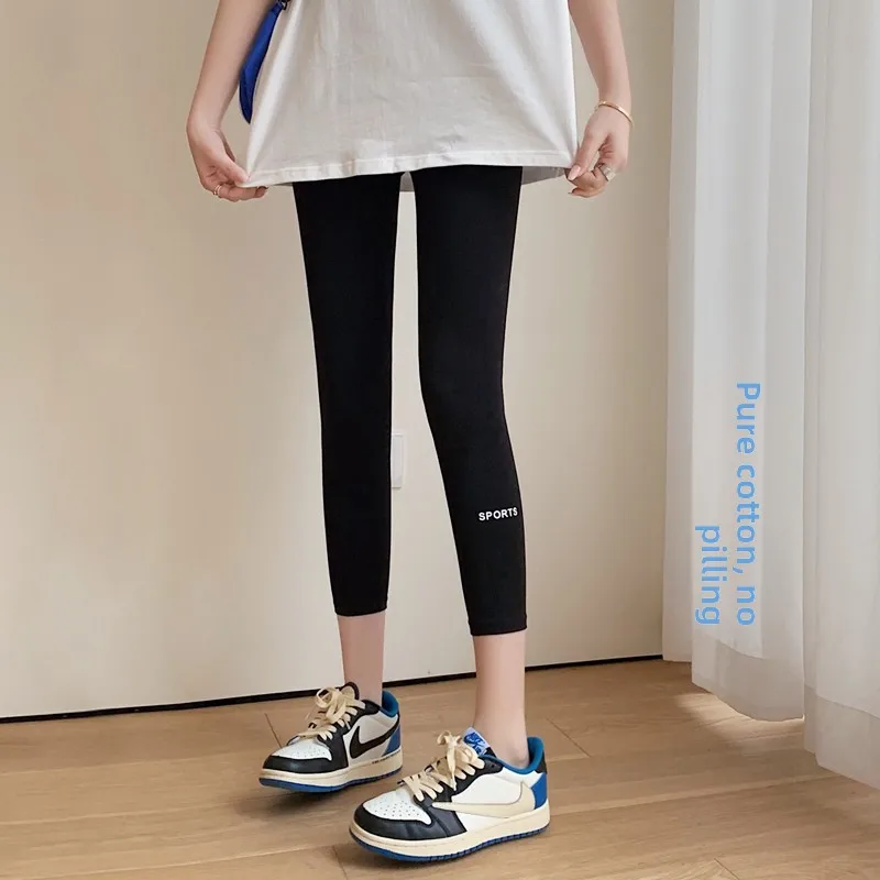 

Женские летние тонкие эластичные брюки для йоги из чистого хлопка с высокой талией, маленький размер, спортивные леггинсы для йоги, базовый слой, штаны-трусы