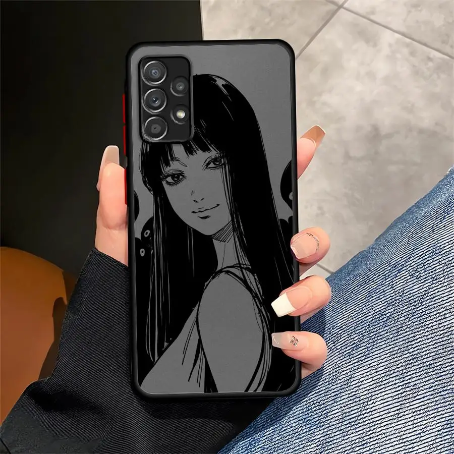 Funny Junji Ito Horror Back Phone Cover Case for Samsung Galaxy A15 A14 A70 Note 20 Ultra 10+ A50 A16 A17 A12 A30 A13