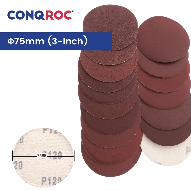 75mm(3-Inch) Sanding Discs Aluminum Oxide Hook and Loop Sanding Papers 200-Piece Grit P40~2000