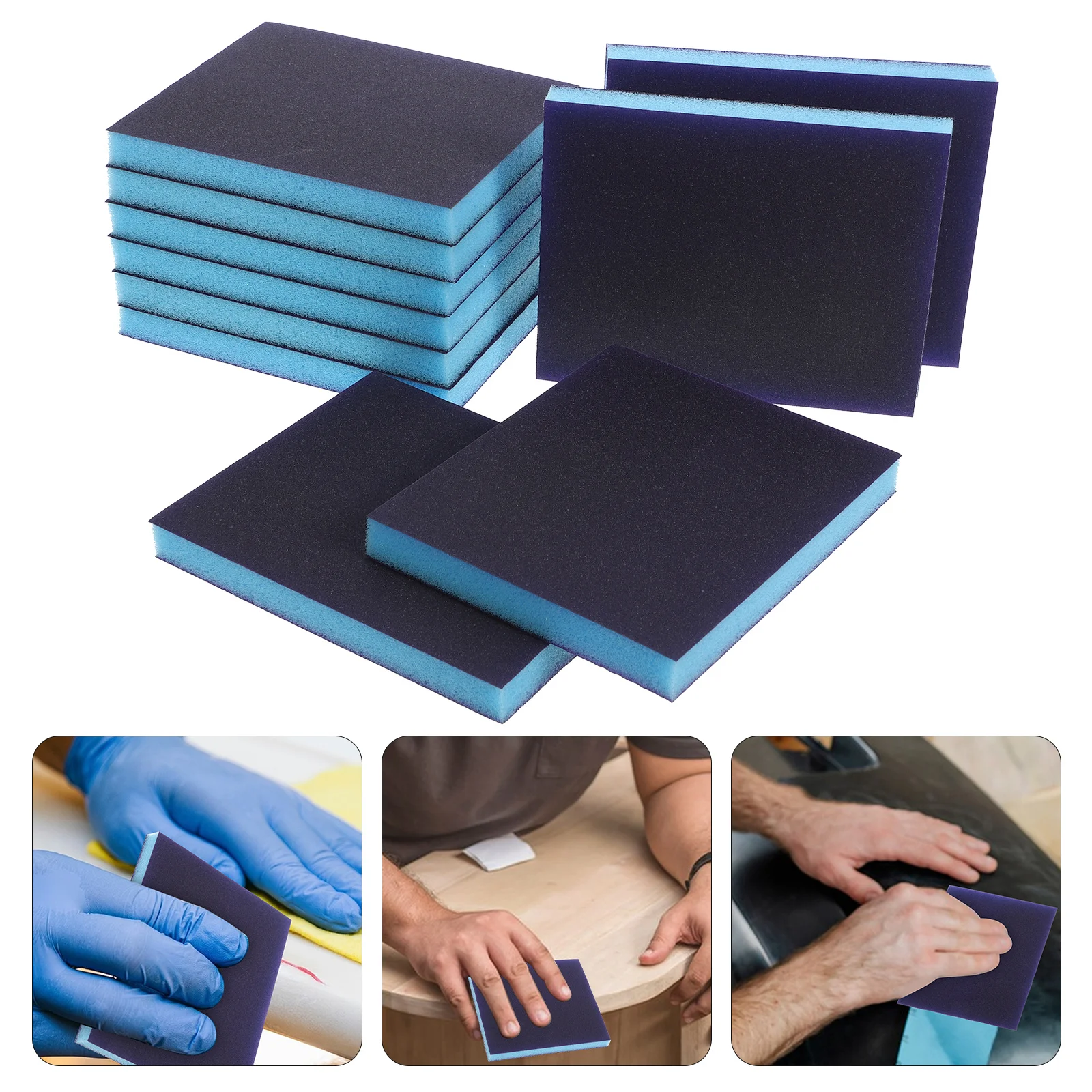 

10pcs Sponge Set Dual-Sided Washable Sanding Pads For Wood Metal Plastic Furniture Wet Dry Sanding Block Polishing Pad