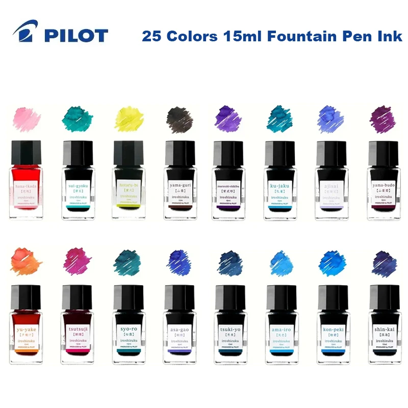 Pliot 25 Color Fountain Pens Ink 15ml Glass Bottled Writing Calligraphy Waterproof Chinese ink Office School Supplies Stationery