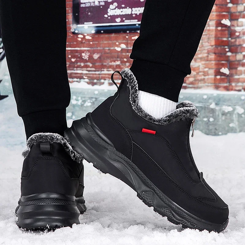 Winter Men Snow Boots Warm Short Plush Men Cotton Boots Outdoor Non-slip Chunky Sole Casual Women Men Ankle Boots Botas Hombre
