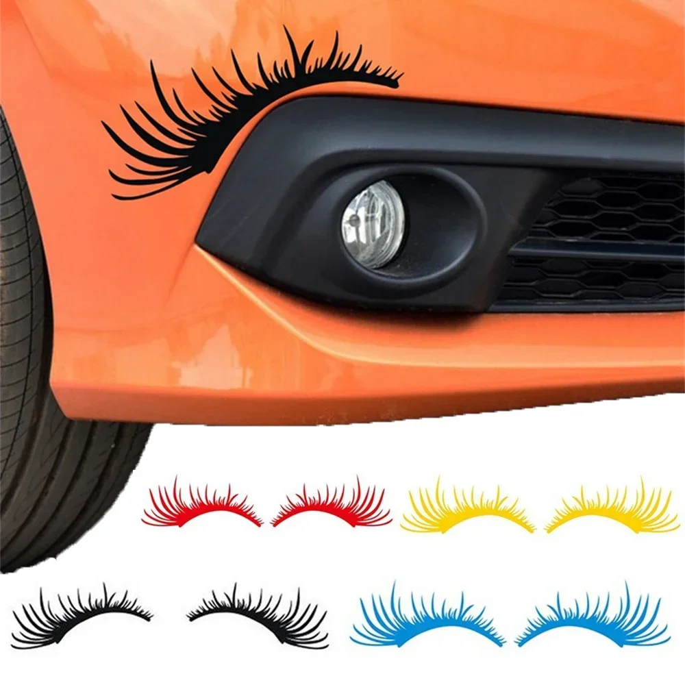 1Pair Car Headlight Eyelash Stickers 3D Charming False Eyelashes Decal Car Bumper Decoration Motorcycle Styling Accessories