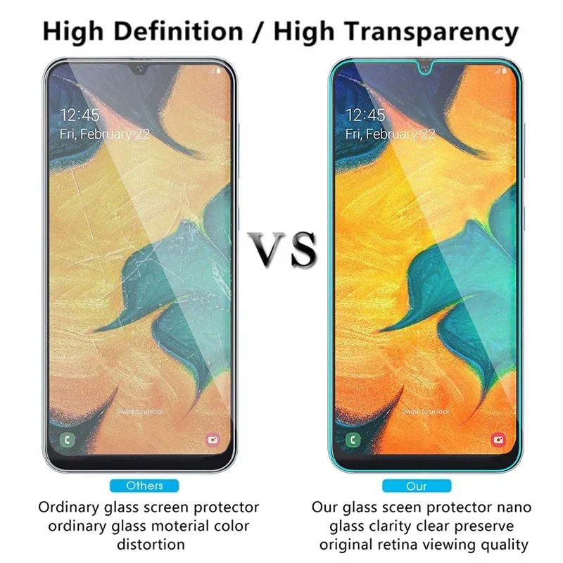 2 Pieces Clear 9H Hard Screen Protector for Samsung A50 A60 A80 A90 Protective Glass for Galaxy A70 A30 A40 A20E A10 A2 Core HD