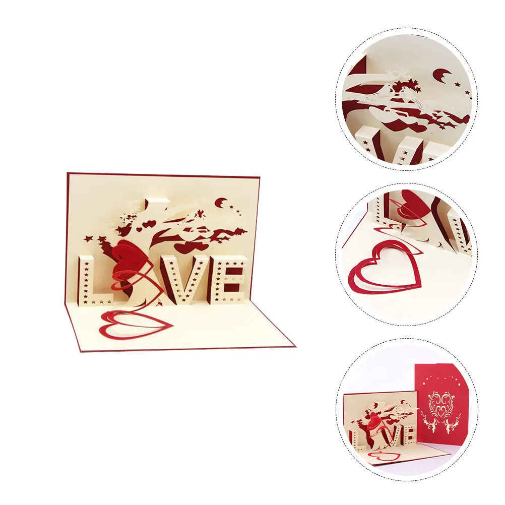 

1Pcs Valentine's Day Greeting Card Love Tree 3D DIY Blessing Message Cards Holiday Party Invitation Valentine's Day Cards