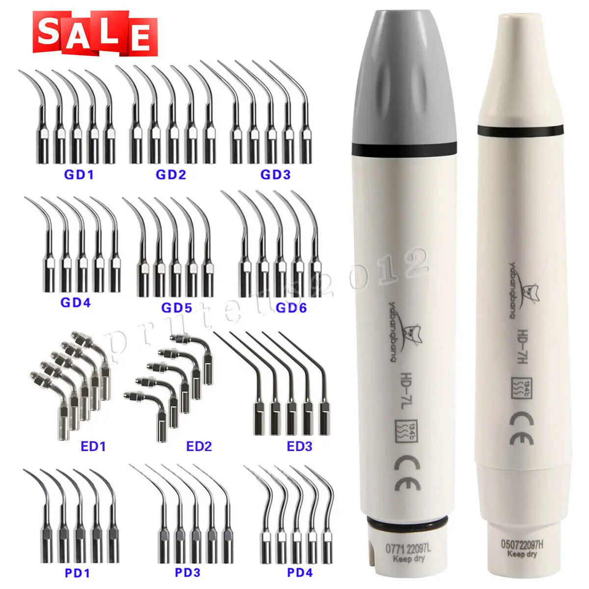 

Dental Piezo Ultrasonic Scaler Handpiece LED Fit DTE SATELEC/ 5Pcs Scaler Tips GD1 PD1 ED1